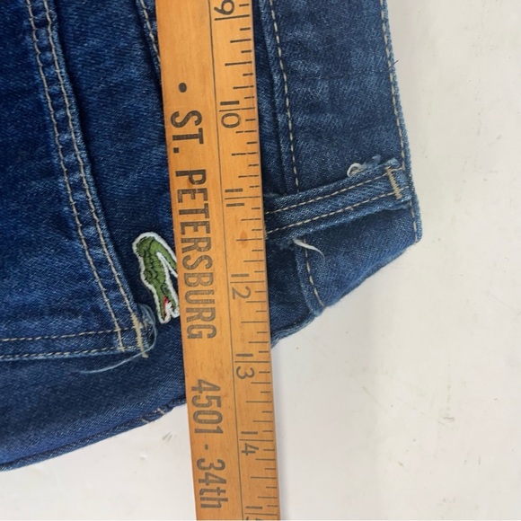 Vtg Lacoste Izod Jeans Women Sz 12 Wide Leg High Waisted Blue Denim Logo Retro - Picture 9 of 10
